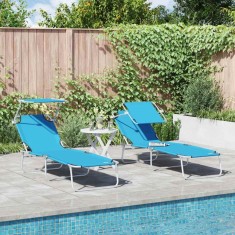 vidaXL Șezlong 2-persoană 2 pcs albastru 58 x 188 x 77cm țesătură 42003065