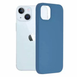 Cumpara ieftin Husa iPhone 13 Silicon Albastru Slim Mat cu Microfibra SoftEdge