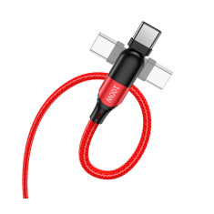 Cablu de date USB-C la USB-C Hoco U100 Orbit, 100W, 5A, 1.5m, Rosu, Blister