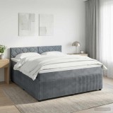 Cumpara ieftin Pat boxspring cu saltea Gri inchis 160 x 200 cm Catifea