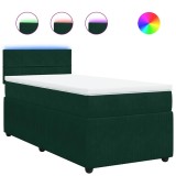 Cumpara ieftin Pat continental cu saltea, verde inchis, 80x200 cm, catifea