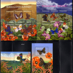 TURKMENISTAN 2002, Fauna, Fluturi, Flora, serie neuzata, MNH