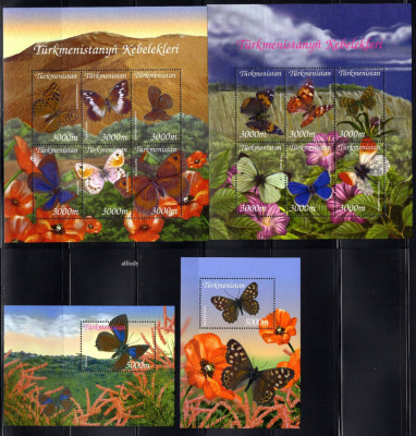 TURKMENISTAN 2002, Fauna, Fluturi, Flora, serie neuzata, MNH foto