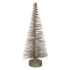 Decoratiune Crăciun, Brad Conic, Culoare Bej, Glitter, Bază Lemn, 35 cm, Oem