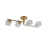 Lustra Klausen Sly PL4, 4xE27, Design Clasic Cupru si Sticla Alba, Dimensiuni 70x20x18 cm, Corp de Iluminat Elegant pentru Living sau Dormitor