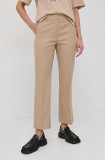 Weekend Max Mara pantaloni femei, culoarea bej, lat, medium waist