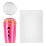 Cumpara ieftin Stampila Unghii Silicon cu Racleta, Clear Pink LUXORISE