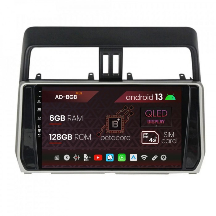 Navigatie Toyota Land Cruiser Prado J150 (2018+), Android 13, B-Octacore 6GB RAM + 128GB ROM, 10.1 Inch - AD-BGB10006+AD-BGRKIT078