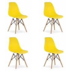 Set 4 scaune stil scandinav, Artool, Osaka, PP, lemn, galben, 46x54x81 cm foto