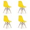 Set 4 scaune stil scandinav, Artool, Osaka, PP, lemn, galben, 46x54x81 cm