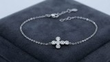 Cumpara ieftin Bratara din Argint 925 cu Cruce din 6 Cristale Zirconiu - Placata cu Rodiu, 2g, 17+3 cm