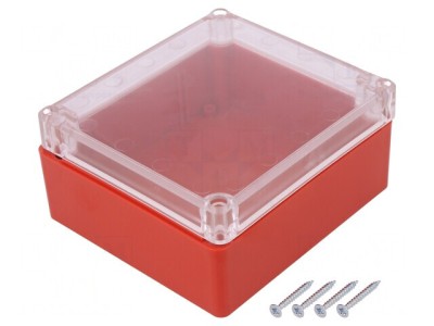 Carcasă universală ABS roșu cu garnitură 115x125x58 mm foto