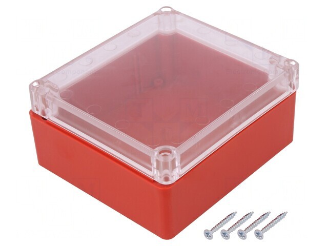 Carcasă universală ABS roșu cu garnitură 115x125x58 mm