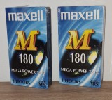 Set 2x Maxell M180 VHS Mega Power Tape E-180M Video Casete Sigilate NOI