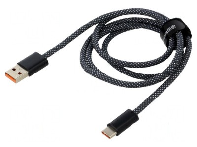 Cablu USB 2.0 A la C 1m gri &amp;icirc;nchis textil foto