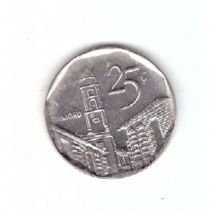 Moneda Cuba 25 centavos 2008, stare buna, curata