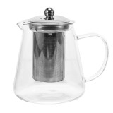 Infuzor ceai Pufo Exclusive din sticla cu filtru si capac metalic, 450 ml, transparent
