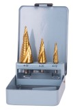 Sada stupňovit&yacute;ch vrt&aacute;kov Strend Pro SS422, 4-12, 4-20, 4-32 mm, TiN, HSS 4241 &scaron;pir&aacute;lov&yacute;, do kovu
