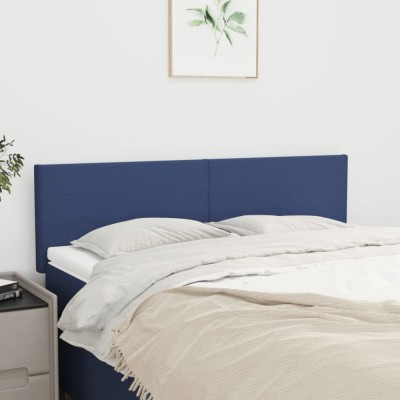 vidaXL Tăblii de pat, 2 buc., albastru, 72x5x78/88 cm, textil 345790 foto