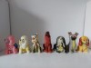 Lot 7 jucarii de cauciuc, Caini de rasa, cu piuitoare, cca 12cm inaltime