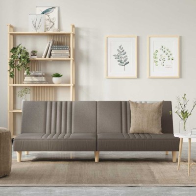 vidaXL Canapea extensibilă, gri taupe, material textil foto