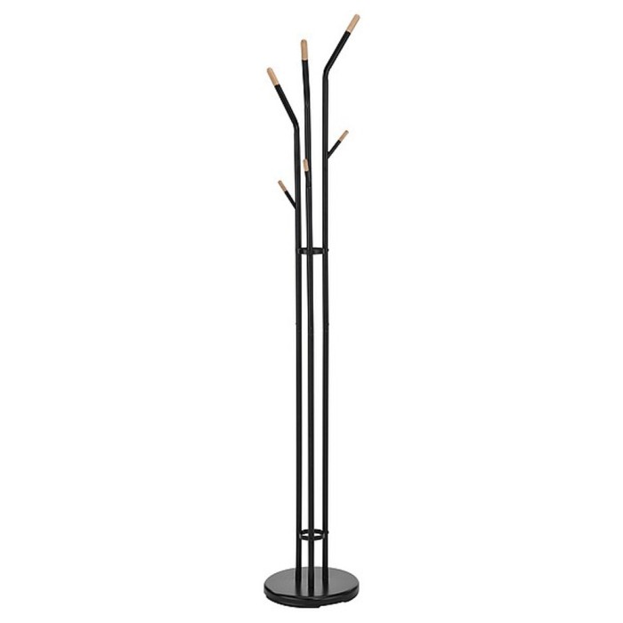 Cuier pom metalic SL Sander, 6 agatatori, suport umbrela, negru