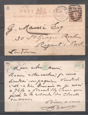 Great Britain 1892 Postal History Rare Old Postcard London D.1093 foto
