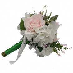 Buchet mireasa cu flori de bumbac si hartie floristica, alb&amp;amp;verde - FEIS203010- 23h Events foto