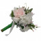 Buchet mireasa cu flori de bumbac si hartie floristica, alb&amp;verde - FEIS203010- 23h Events