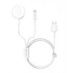Incarcator Wireless 2in1 Apple Watch si lightning Alb foto