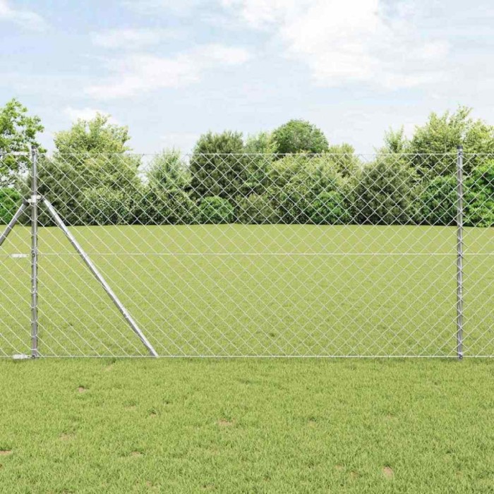Set de St&acirc;lpi de Gard Argintiu 1.2 x 10 m Oțel galvanizat