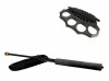 Set Autoaparare: Baston Telescopic Flexibil Negru 47cm + Box Metalic Negru Cap de Mort. Husa inclusa