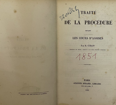 Traite de la procedure R. Cubain 1851 foto