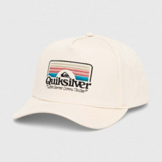 Quiksilver șapcă de baseball din bumbac culoarea bej, cu imprimeu