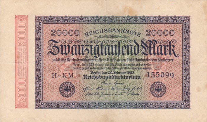 GERMANIA 20.000 marci 1923 VF+!!!