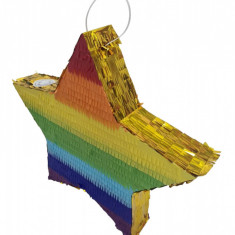 Piniata pentru petreceri, model Stea, 49 cm x 47 cm x 9 cm, Rainbow