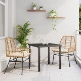 vidaXL Set de dining de grădină 3 piese cu perne Maro Poliratan