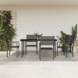 vidaXL Set mobilier de grădină, 5 piese, negru, oțel și textilenă 3200722