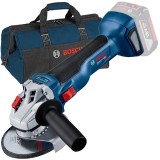 Bosch GWS 18V-10 + 1619BZ0100 - Polizor unghiular fara acumulatori si incarcator Li-Ion 18 V - Ah 125 mm + Geanta textila