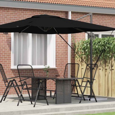 vidaXL Parasol Roma Negru 286 x 285 x 265 cm Poliester și Aluminiu 42003339 foto