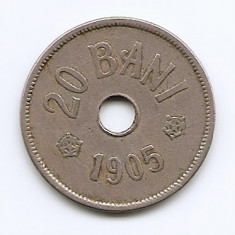 Romania 20 Bani 1905 - Carol I, Cupru-nichel, 25 mm KM-33