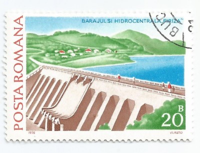 *Romania, Lp 951/1978, Hidrocentrale, 20 bani, eroare, oblit. foto
