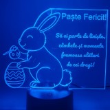 Lampa 3D IepuraE de PaE te cu Mesaj , 16 Culori, Telecomanda E i USB