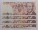 Bancnota Polonia 100 Zlotych 1986, 4 Serii Consecutive - Numismatica Europa