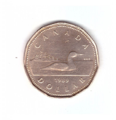 Moneda Canada 1 dollar/dolar 1989, stare foarte buna, curata foto
