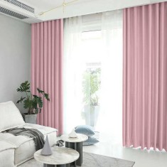 Draperie din catifea blackout cu rejansa transparenta cu ate pentru galerie, Madison, 150x240 cm, densitate 700 g/ml, Queen Pink, 1 buc