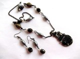 set colier si cercei cristale si perle sticla35173