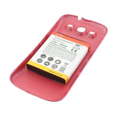 Baterie extinsa, compatibil cu Samsung Galaxy S3, i9300, rosu, 3600mAh, 654689 foto