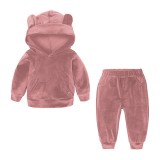 Cumpara ieftin Trening roz pudra din catifea pentru bebelusi - Urechiuse (Marime Disponibila:, Superbaby