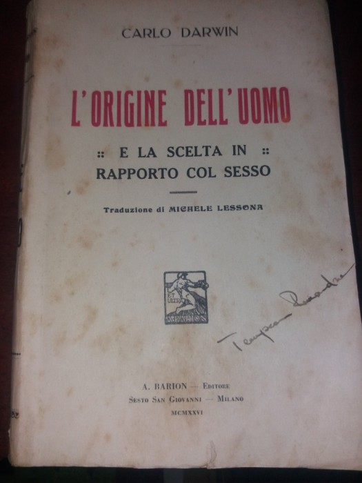 L&#039;ORIGINE DELL UOMO ORIGINEA OMULUI CARLO DARWIN